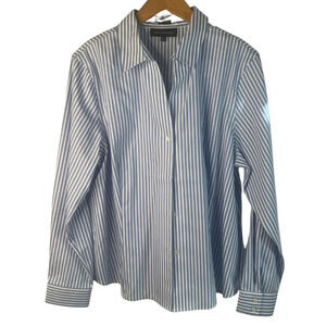 Covington‎ Woman 100% Cotton Striped Blue Button Up Dress Shirt Plus Size 20W